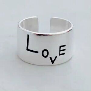 925 Sterling LOVE Boho Band Adjustable Ring #1377